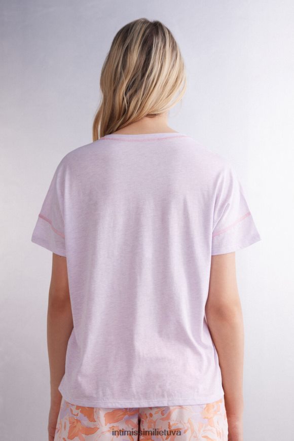 moterys bianco vilkdalgių ir abrikosų trumpomis rankovėmis itin gaivus medvilninis viršus supima Intimissimi drabužiai 248BPB1517