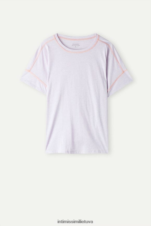 moterys bianco vilkdalgių ir abrikosų trumpomis rankovėmis itin gaivus medvilninis viršus supima Intimissimi drabužiai 248BPB1517