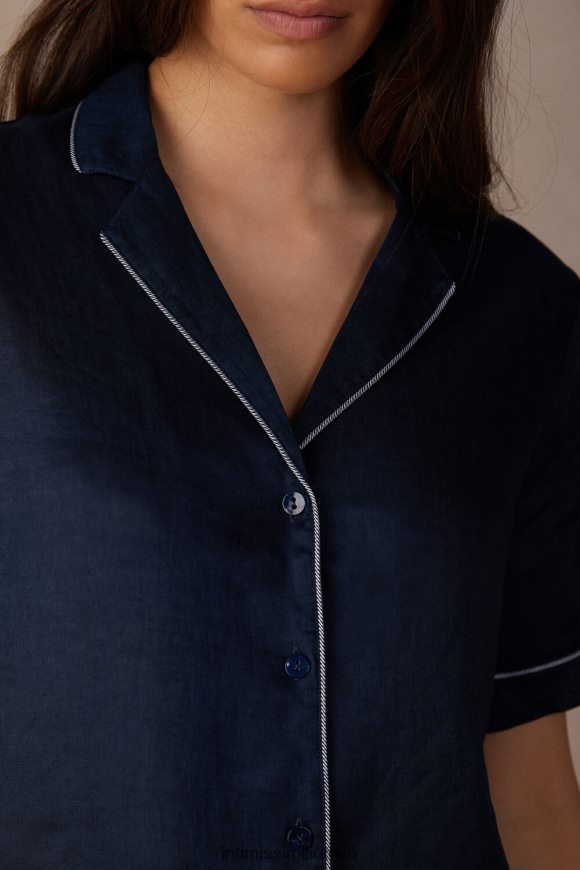 moterys jūreivis mėlynas jachtos naktiniai marškiniai trumpomis rankovėmis Intimissimi drabužiai 248BPB1531