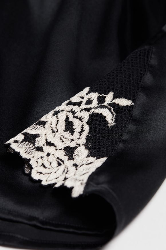 moterys juoda/dramblio kaulo gražių gėlių šilkiniai šortai Intimissimi drabužiai 248BPB1661