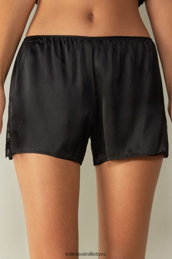 moterys juodas gražių gėlių šilkiniai šortai Intimissimi drabužiai 248BPB1640