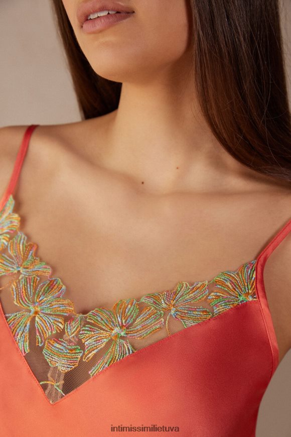 moterys koralų raudonumo saldainių spalvos šilko viršus Intimissimi drabužiai 248BPB1281