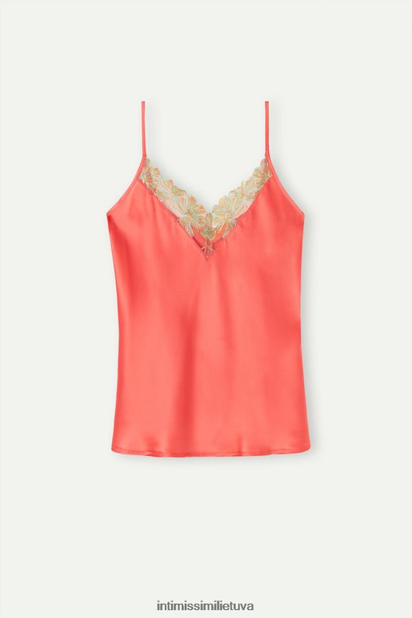 moterys koralų raudonumo saldainių spalvos šilko viršus Intimissimi drabužiai 248BPB1281