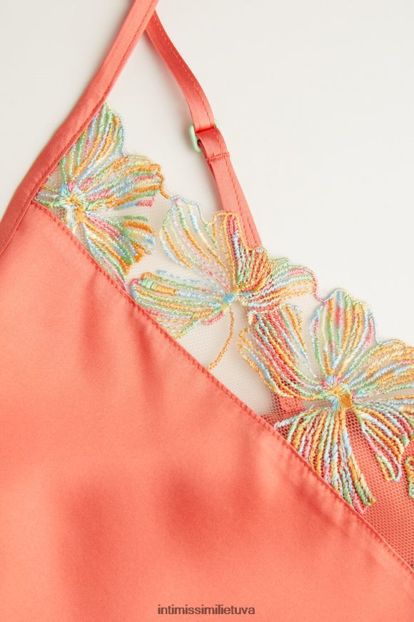 moterys koralų raudonumo saldainių spalvos šilko viršus Intimissimi drabužiai 248BPB1281