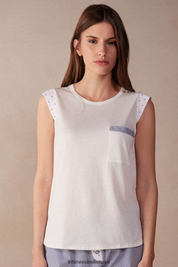 moterys milteliai balti santorini view itin gaivus supima medvilninės liemenės viršus Intimissimi drabužiai 248BPB1509