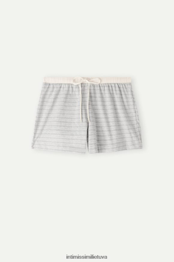 moterys pilka melanžinė/vanilės smėlio juostelė laisvalaikio sekmadienio šortai Intimissimi drabužiai 248BPB1562