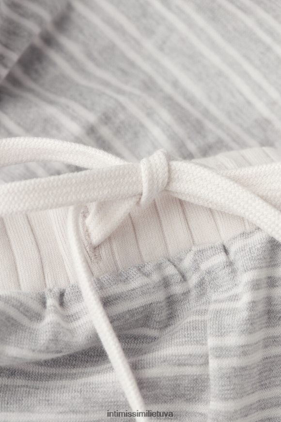 moterys pilka melanžinė/vanilės smėlio juostelė laisvalaikio sekmadienio šortai Intimissimi drabužiai 248BPB1562