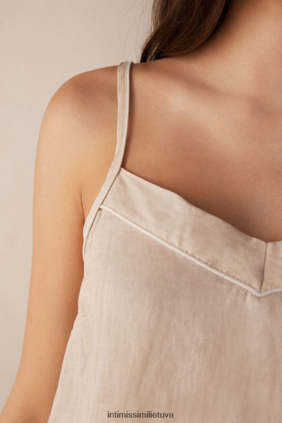 moterys smėlio spalvos virvė jachtos naktinės lino viršus Intimissimi drabužiai 248BPB1284