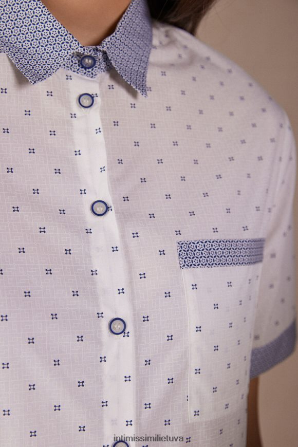 moterys spaudos milteliai balti santorini view trumpomis rankovėmis medvilniniai marškiniai Intimissimi drabužiai 248BPB1507