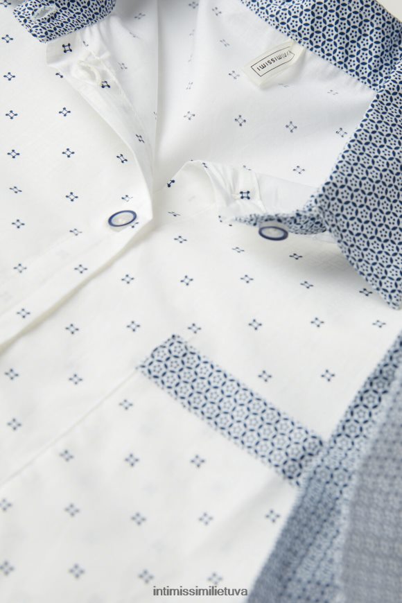 moterys spaudos milteliai balti santorini view trumpomis rankovėmis medvilniniai marškiniai Intimissimi drabužiai 248BPB1507