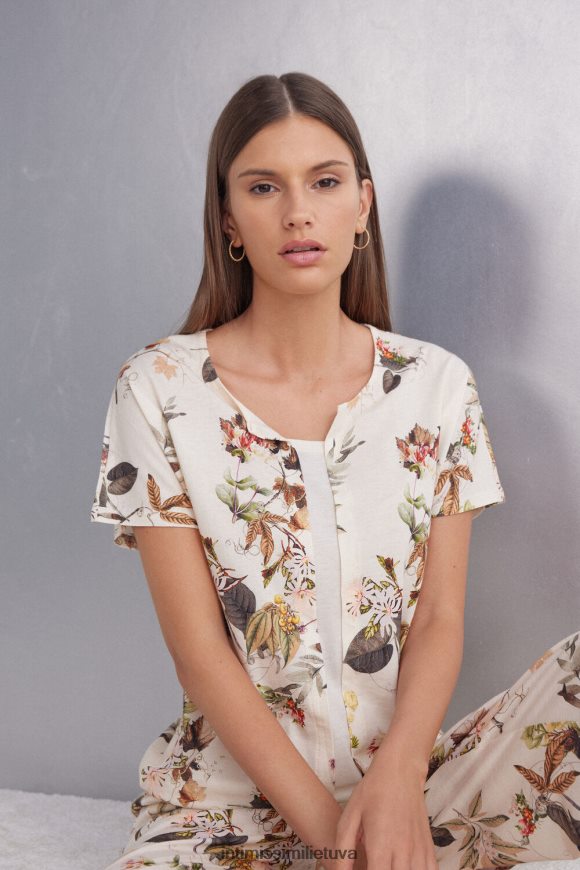 moterys šv.rudens botanika rudeninis botanic trumpomis rankovėmis itin gaivus supima medvilninis viršus Intimissimi drabužiai 248BPB1505