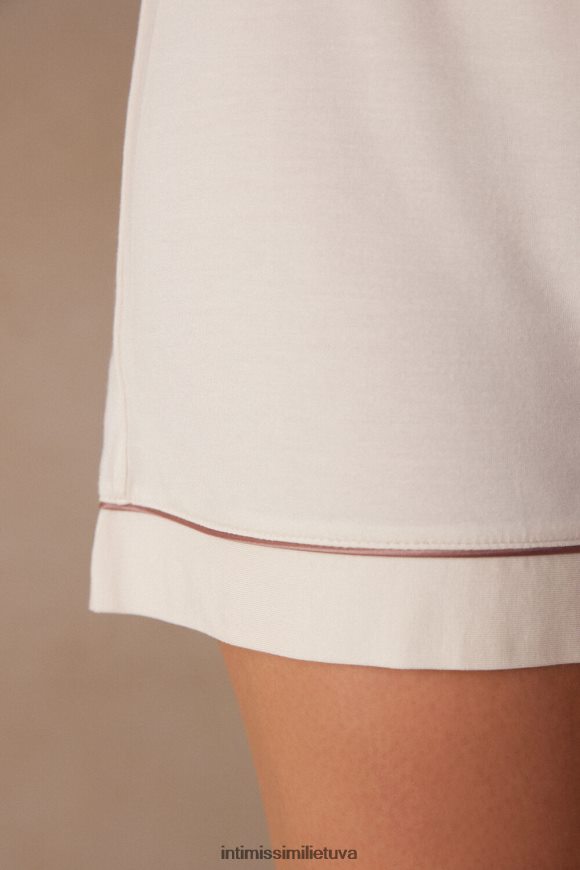 moterys vanilės dramblio kaulo modaliniai šortai su kontrastinga apdaila Intimissimi drabužiai 248BPB1526