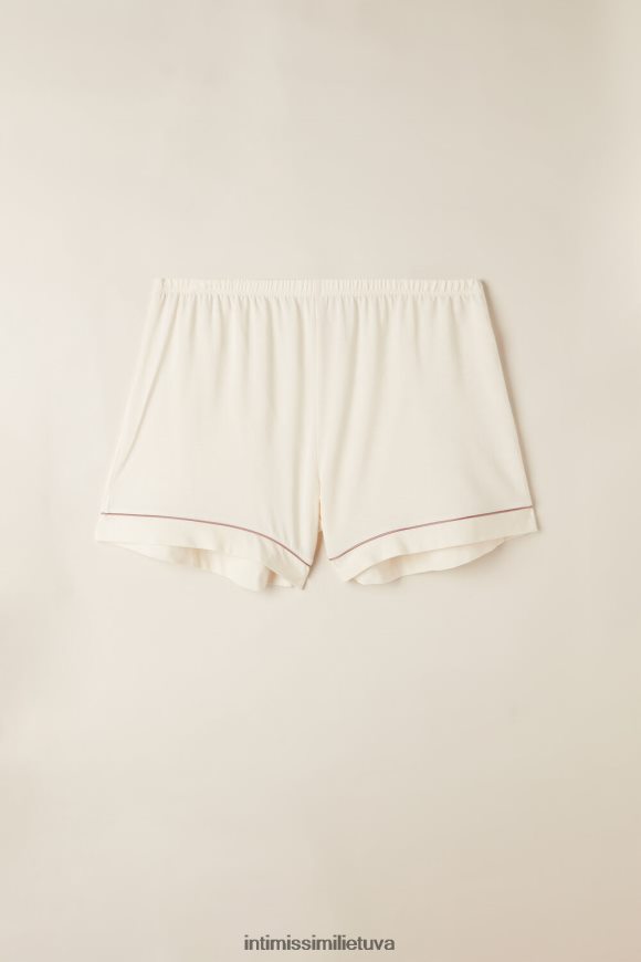 moterys vanilės dramblio kaulo modaliniai šortai su kontrastinga apdaila Intimissimi drabužiai 248BPB1526