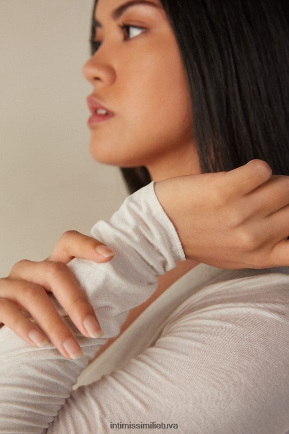 moterys natūrali vanilė Itin lengvas modalas su kašmyrui V formos iškirpte Intimissimi drabužiai 248BPB1351