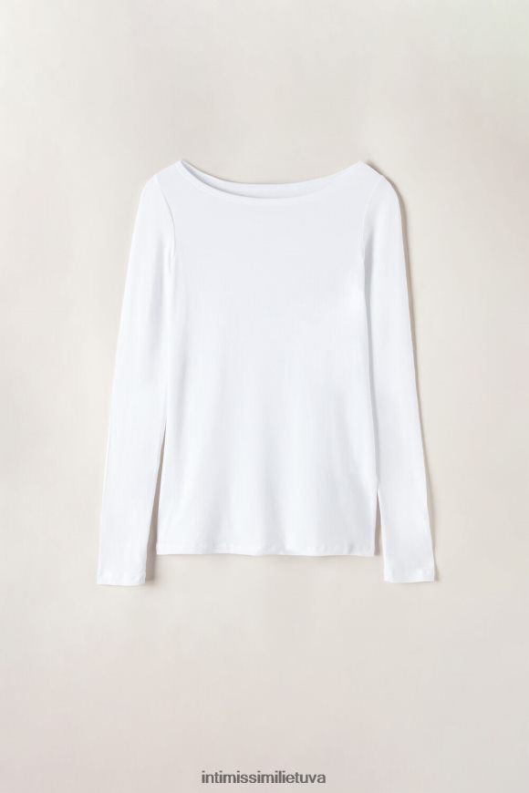 moterys pieno baltumo mikromodalinis viršus ilgomis rankovėmis Intimissimi drabužiai 248BPB1357