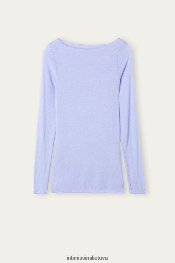 moterys saldžios levandos valties kaklo modalinio kašmyro itin lengvas megztinis Intimissimi drabužiai 248BPB1333