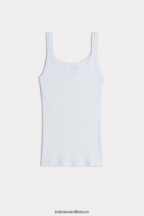 moterys baltas supima medvilninės lenktynininko nugaros liemenės viršus Intimissimi drabužiai 248BPB1462