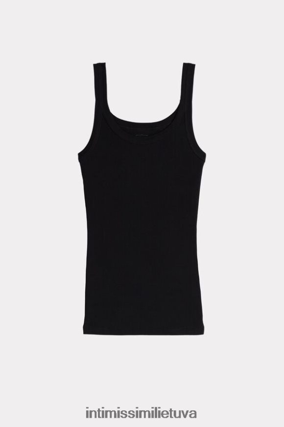 moterys juodas supima medvilninės lenktynininko nugaros liemenės viršus Intimissimi drabužiai 248BPB1461