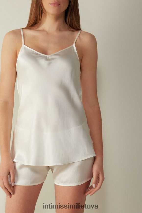 moterys milteliai balti šilko satino viršutinė dalis su V kakleliu Intimissimi drabužiai 248BPB1394
