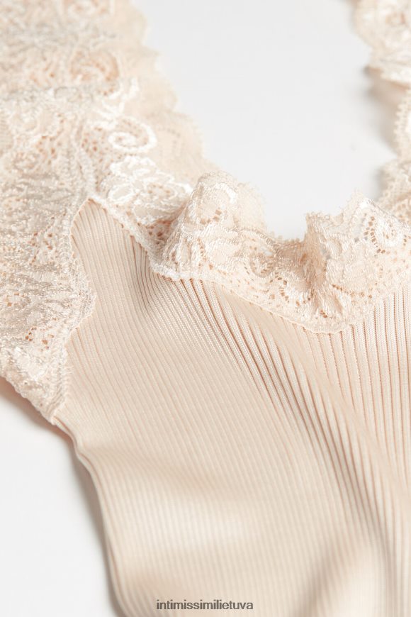 moterys rožinis šilkas šilkinis viršus su nėriniuota iškirpte Intimissimi drabužiai 248BPB1474