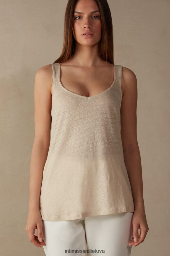 moterys smėlio spalvos virvė lininis kamzolis Intimissimi drabužiai 248BPB1293