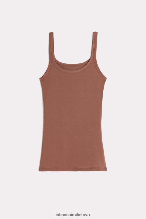 moterys tamsiai smėlio spalvos itin lengvas supima medvilninis viršus Intimissimi drabužiai 248BPB1410