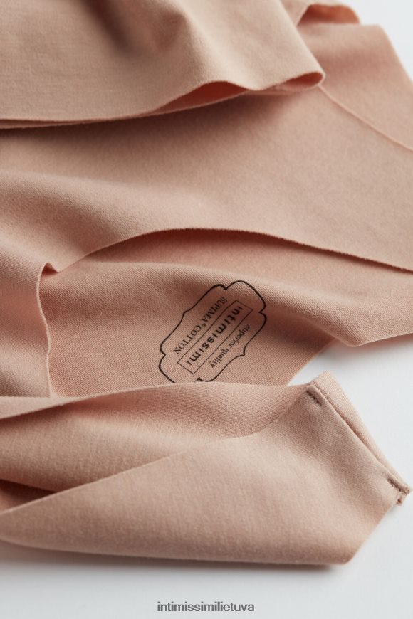 moterys švelnus smėlio spalvos neapdoroto krašto apvalia kaklelio supima medvilninės liemenės viršus Intimissimi drabužiai 248BPB1467