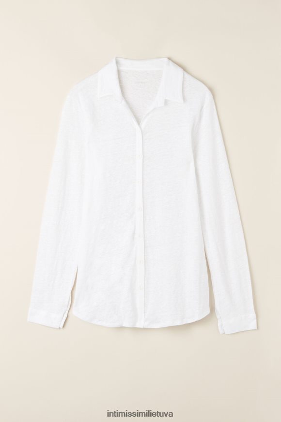 moterys baltas lininiai marškiniai ilgomis rankovėmis Intimissimi drabužiai 248BPB1312