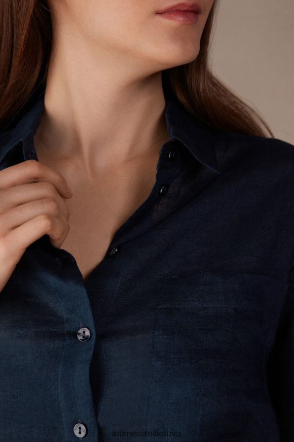 moterys jūreivis mėlynas paprasto pynimo lininiai marškiniai Intimissimi drabužiai 248BPB1300