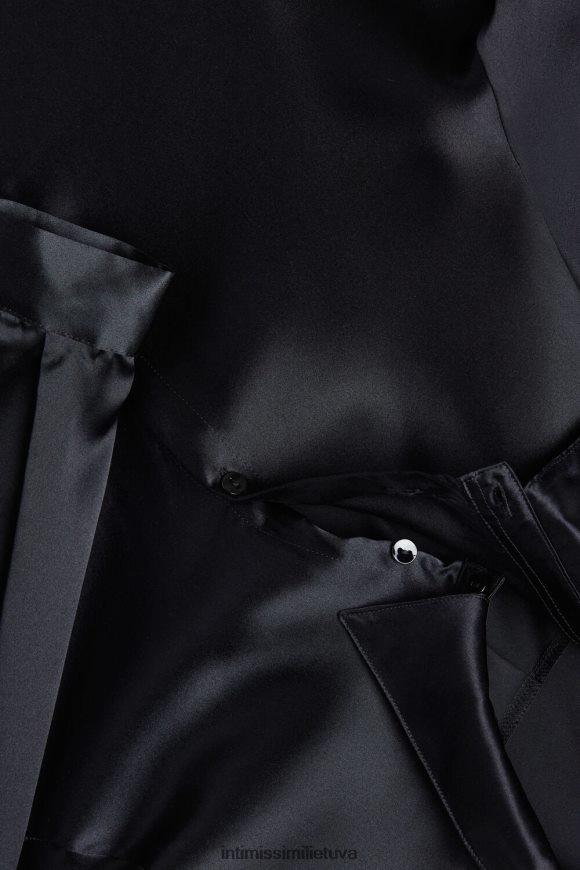 moterys juodas šilko viršus ilgomis rankovėmis Intimissimi drabužiai 248BPB1375