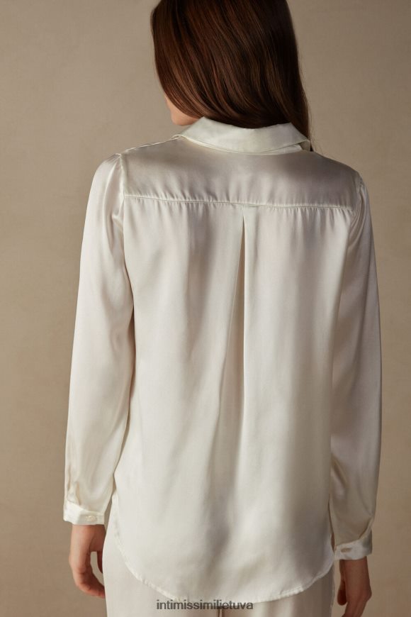 moterys milteliai balti šilko viršus ilgomis rankovėmis Intimissimi drabužiai 248BPB1371