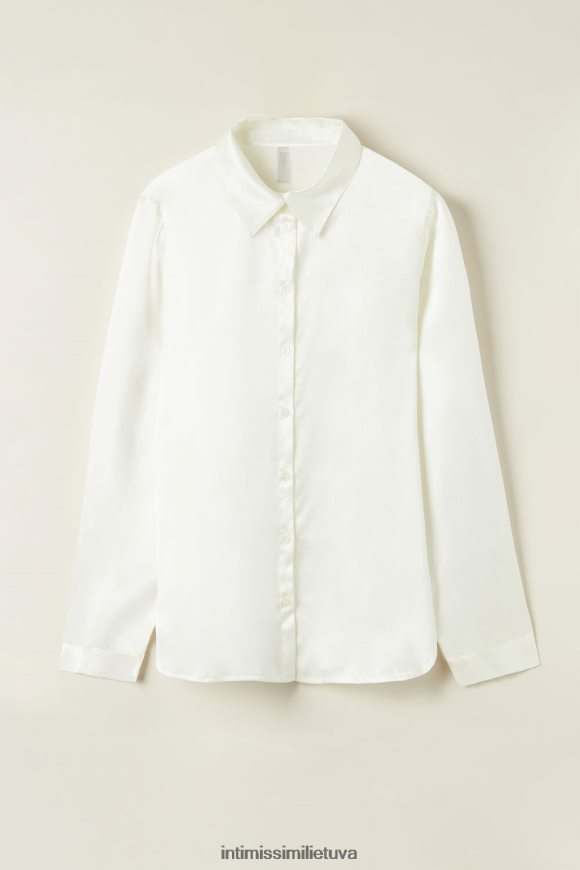 moterys milteliai balti šilko viršus ilgomis rankovėmis Intimissimi drabužiai 248BPB1371