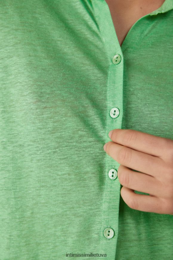 moterys obuolių mėtų lininiai marškiniai ilgomis rankovėmis Intimissimi drabužiai 248BPB1308