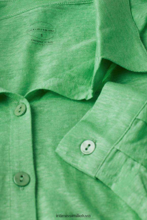 moterys obuolių mėtų lininiai marškiniai ilgomis rankovėmis Intimissimi drabužiai 248BPB1308