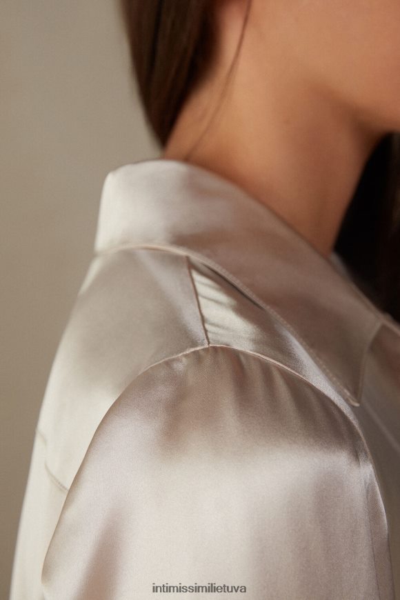 moterys rožinis šilkas šilko viršus ilgomis rankovėmis Intimissimi drabužiai 248BPB1373