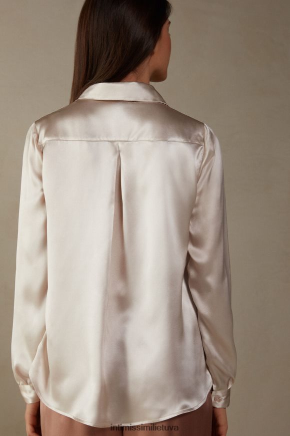 moterys rožinis šilkas šilko viršus ilgomis rankovėmis Intimissimi drabužiai 248BPB1373