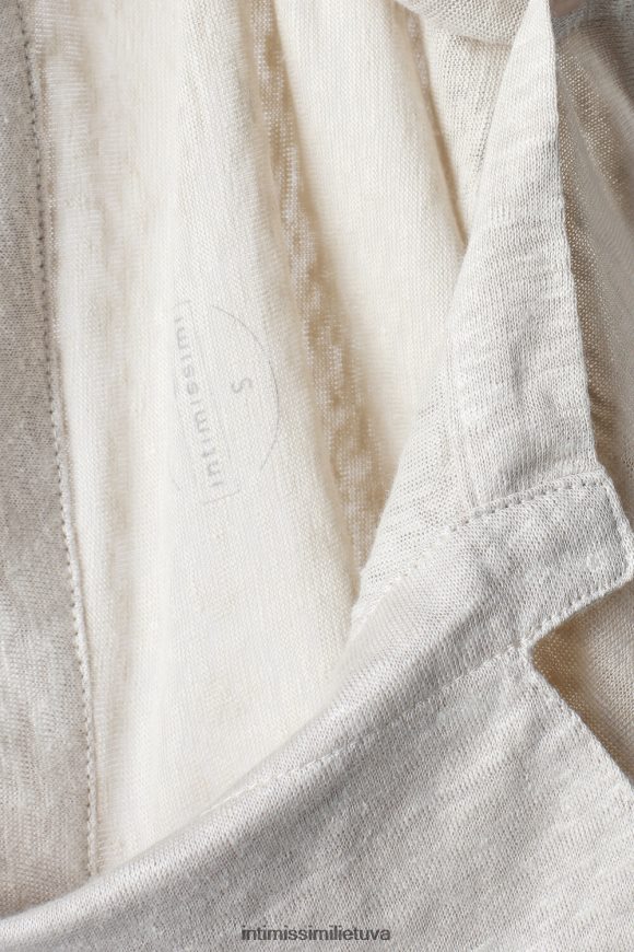 moterys smėlio spalvos virvė lininiai marškiniai ilgomis rankovėmis Intimissimi drabužiai 248BPB1294