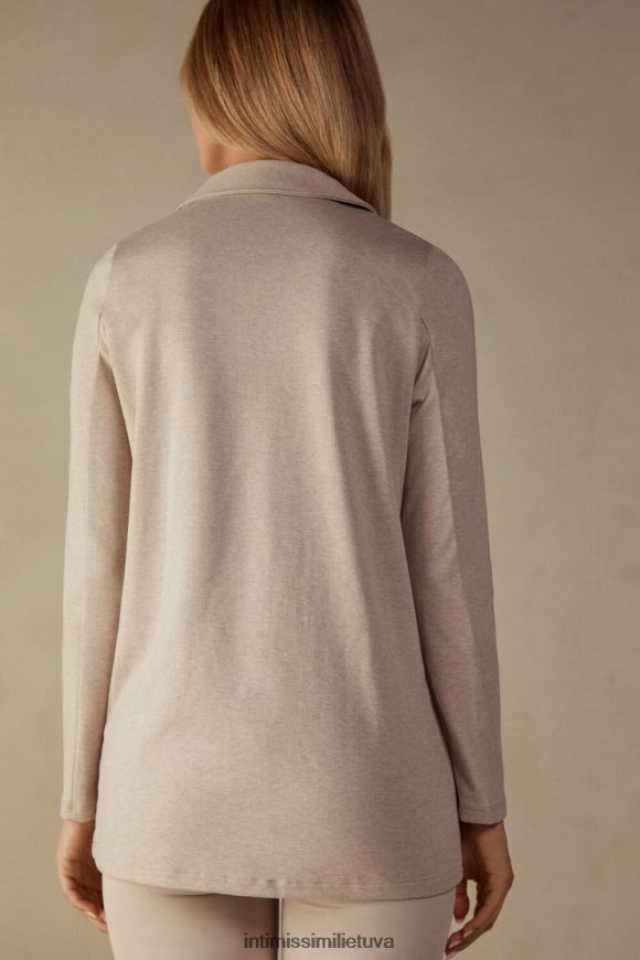 moterys bianco medvilninė striukė su interlock sagomis Intimissimi drabužiai 248BPB1360