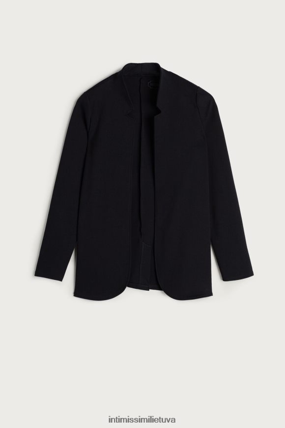 moterys juodas medvilninis interlock kardiganas ilgomis rankovėmis Intimissimi drabužiai 248BPB1424