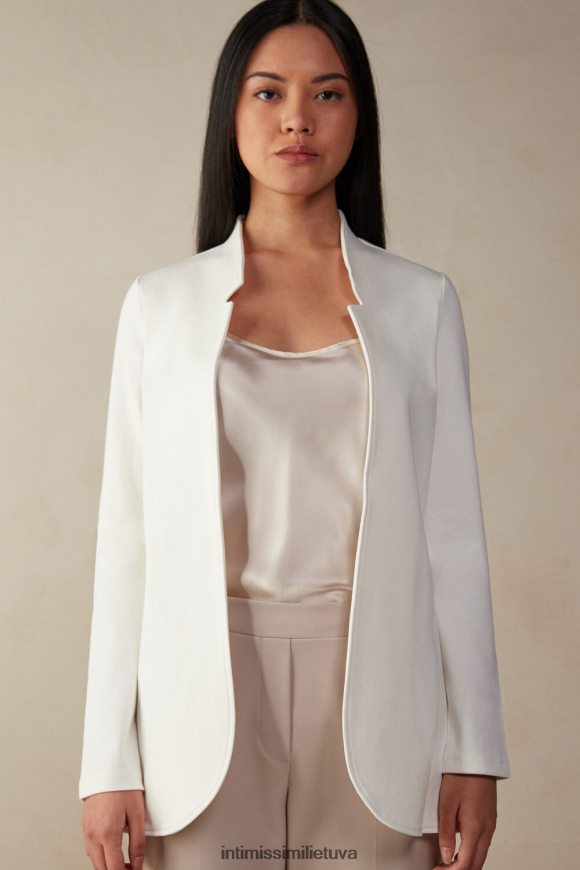 moterys milteliai balti medvilninis interlock kardiganas ilgomis rankovėmis Intimissimi drabužiai 248BPB1413