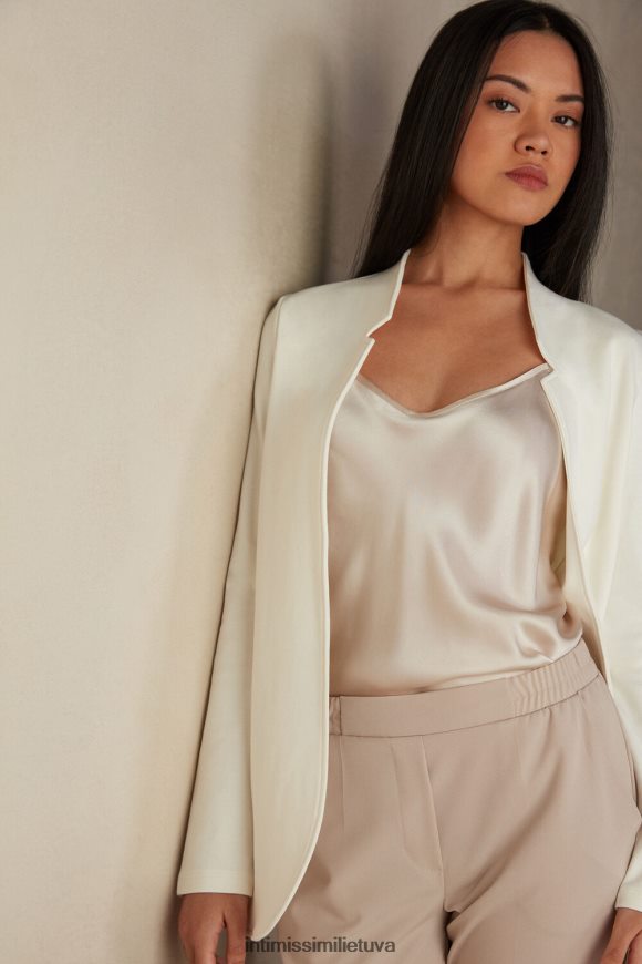 moterys milteliai balti medvilninis interlock kardiganas ilgomis rankovėmis Intimissimi drabužiai 248BPB1413