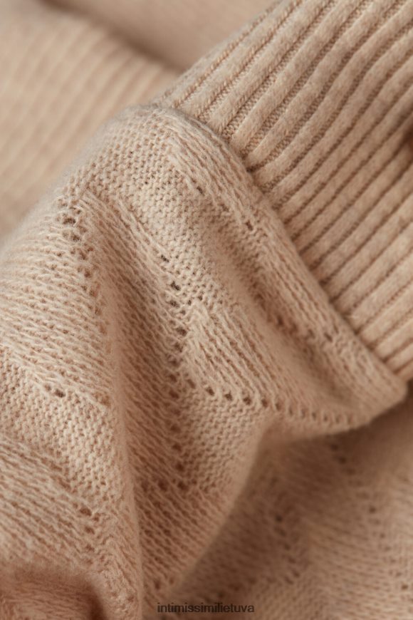 moterys smėlio spalvos mišinys žieminis pintas žakardo megztinis ilgomis rankovėmis Intimissimi drabužiai 248BPB1349