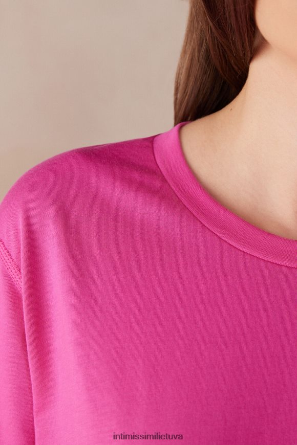 moterys Valentino rožinė trumpomis rankovėmis supima medvilninis viršus Intimissimi drabužiai 248BPB1283