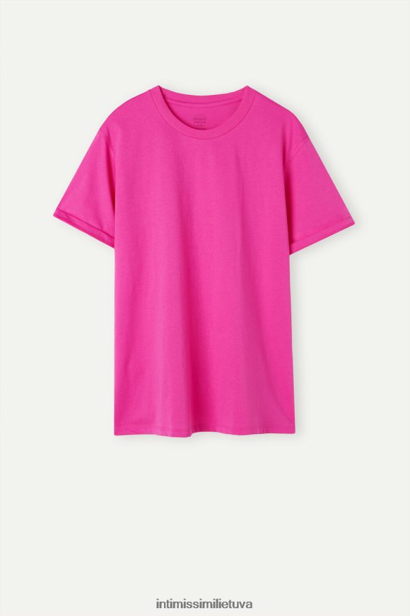 moterys Valentino rožinė trumpomis rankovėmis supima medvilninis viršus Intimissimi drabužiai 248BPB1283