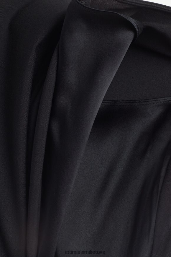 moterys juodas trumpomis rankovėmis šilkas ir modalinis viršus Intimissimi drabužiai 248BPB1368