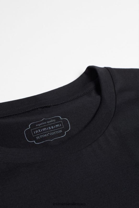 moterys juodas trumpomis rankovėmis supima medvilninis viršus Intimissimi drabužiai 248BPB1421