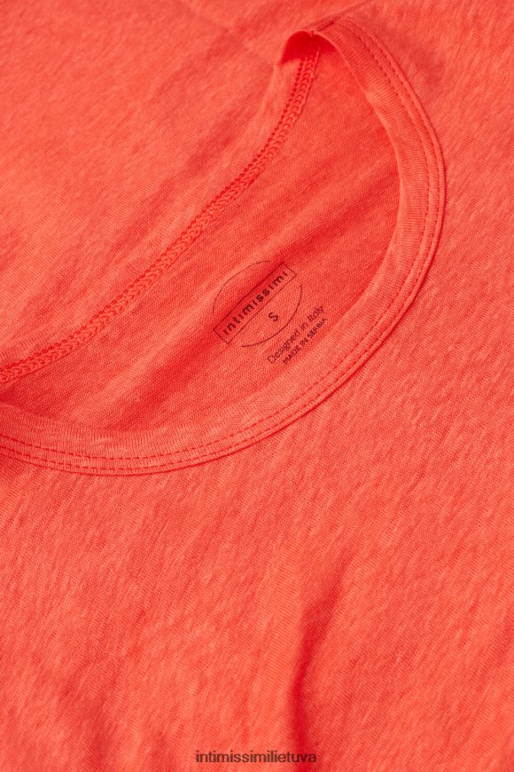 moterys liepsna raudona lininiai marškiniai trumpomis rankovėmis Intimissimi drabužiai 248BPB1305