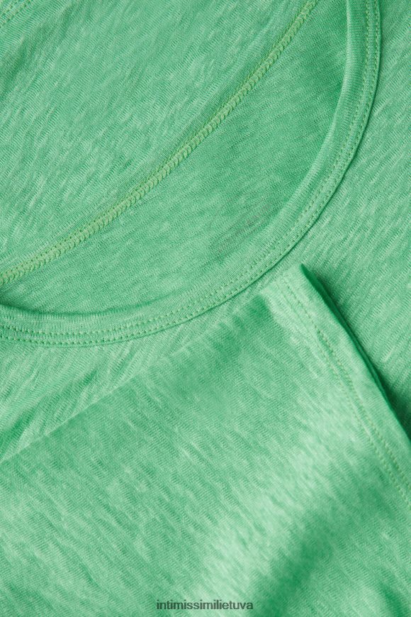 moterys obuolių mėtų lininiai marškiniai trumpomis rankovėmis Intimissimi drabužiai 248BPB1309