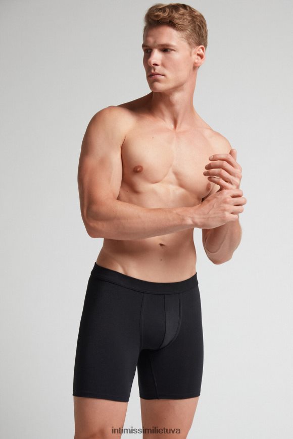 vyrų juodas ilgi tamprūs supima medvilniniai boksai Intimissimi apatinis trikotažas 248BPB57