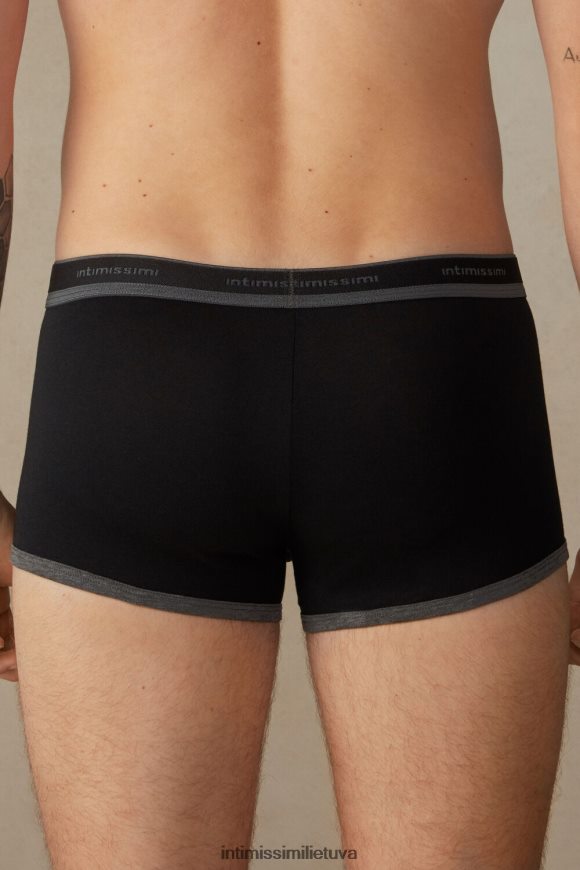 vyrų juodo/grafito mišinys tamprūs supima medvilniniai bokseriai su logotipo detale Intimissimi apatinis trikotažas 248BPB116